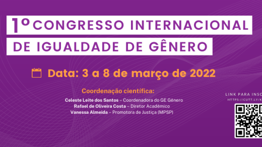 I Congresso Internacional de Igualdade de Gênero acontecerá entre 3 e 8 de março