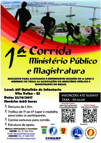 Estão abertas as inscrições para a 1ª Corrida do Ministério Público e Magistratura