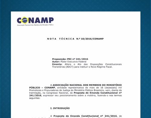 CONAMP pede rejeição da PEC 241/2016