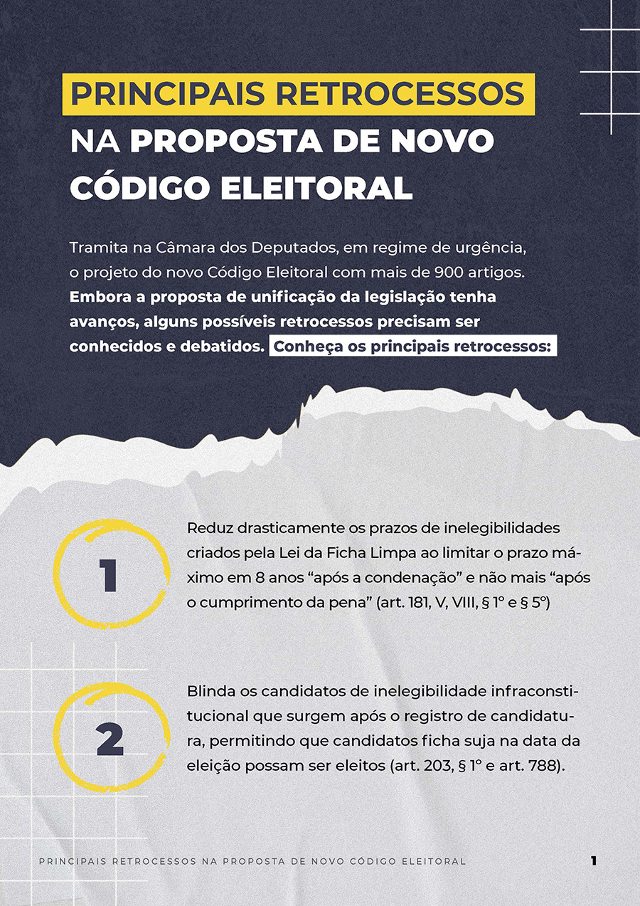 Principais retrocessos na proposta de novo código eleitoral Página 1